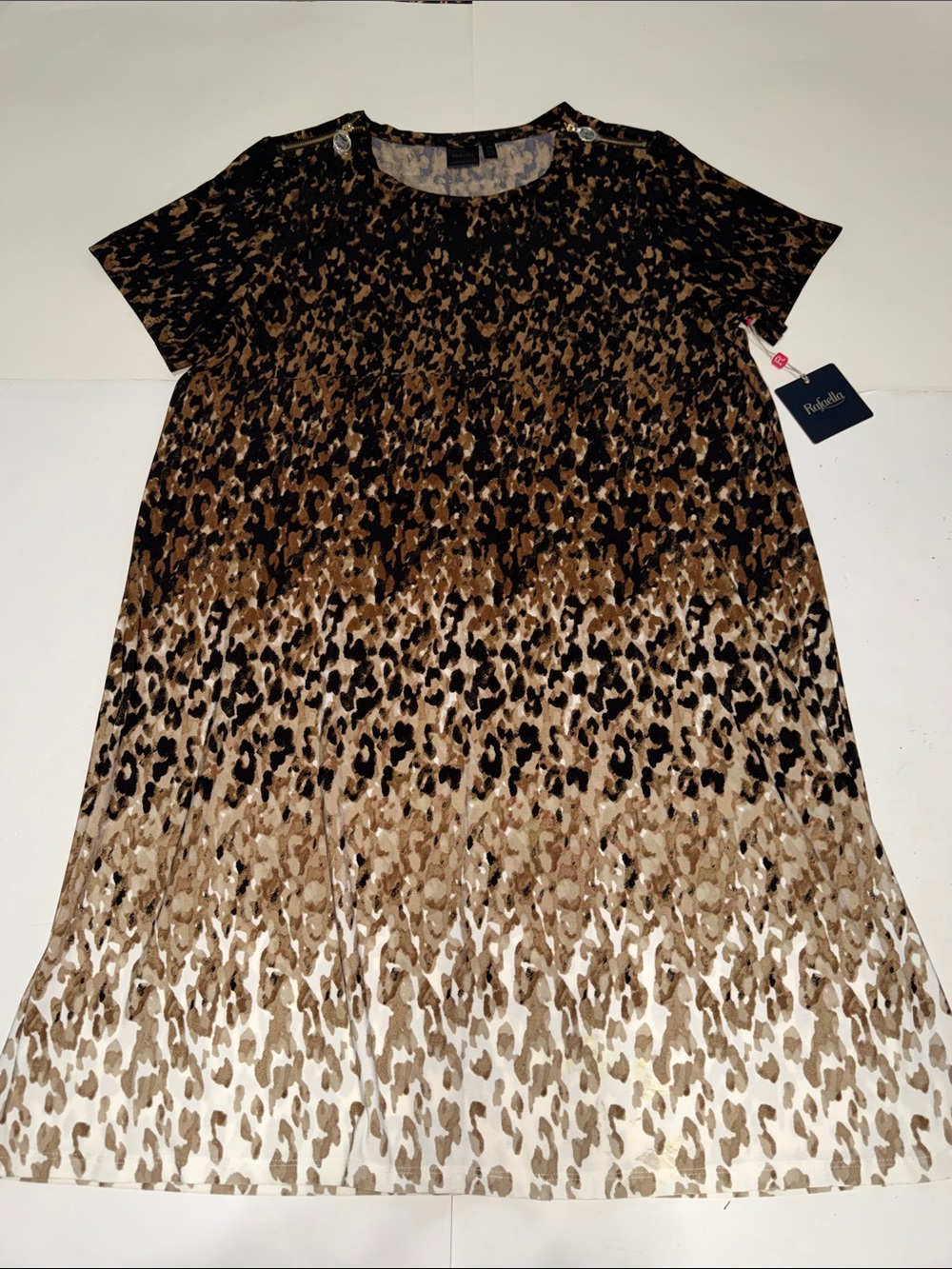 Rafaella Brown, Black and Cream Ombre Leopard Midi Dress